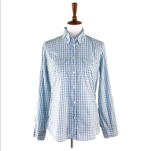 J. Crew Tops - J. Crew Blue & White Button Down Shirt, Medium